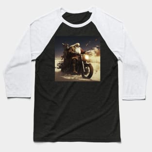 Santa Claus on motorcycle riding with christmas gifts Baseball T-Shirt